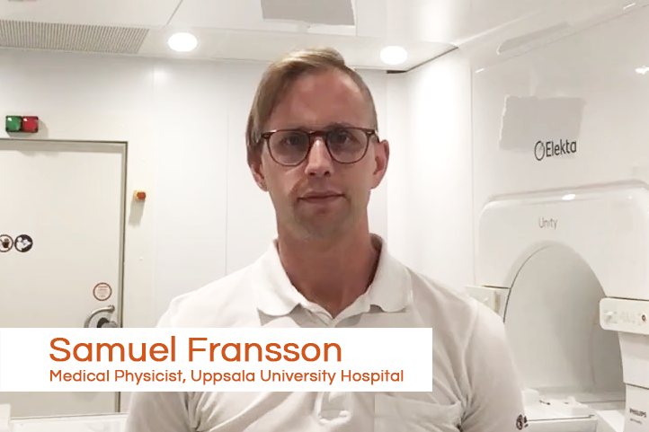 Samuel Fransson, medical physicist, Uppsala University Hospital ( Akademiska sjukhuset) talking about QA on Elekta Unity with Delta4 Phantom+ MR.